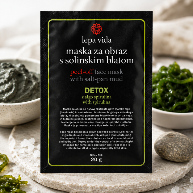 Peel-off veido kaukė DETOX su druskynų purvu ir spirulina 20 g