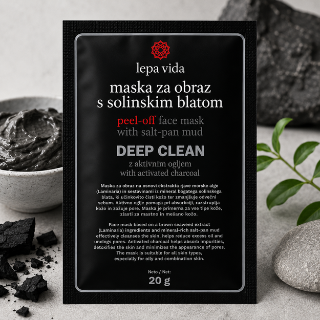 Peel-off veido kaukė DEEP CLEAN su druskynų purvu ir aktyvintąja anglimi 20 g